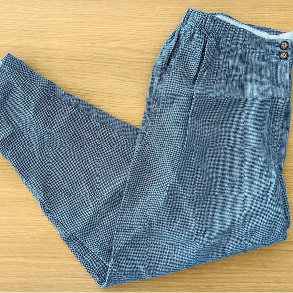 Poetry Blue Linen Pants w Stretch Waist Size 12 - Picture 2 of 6